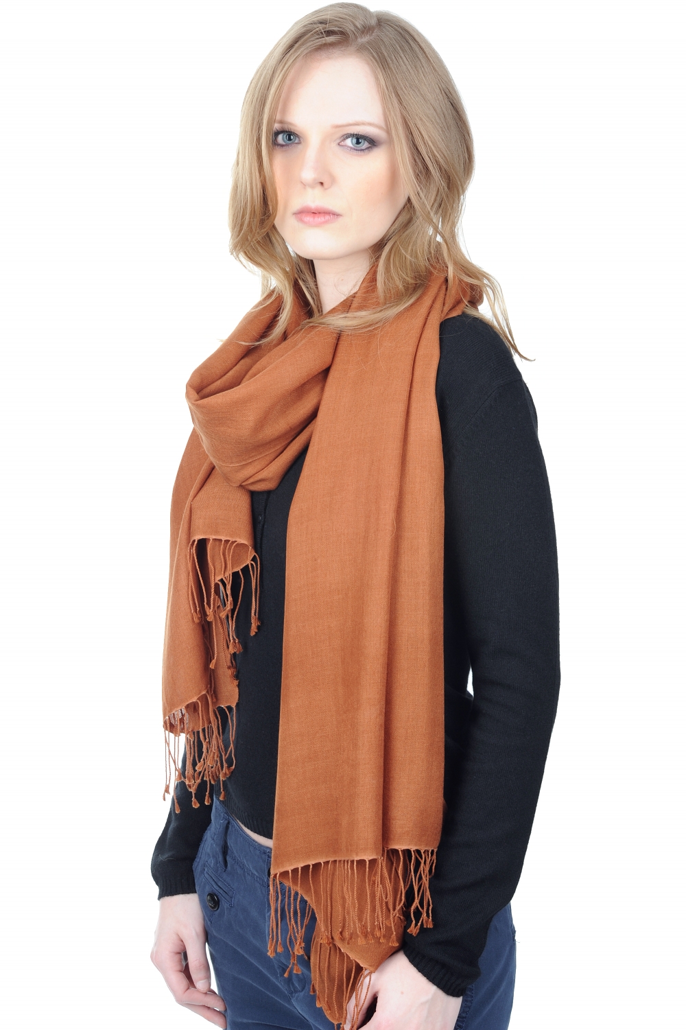 Cashmere & Silk accessories shawls platine caramel 204 cm x 92 cm